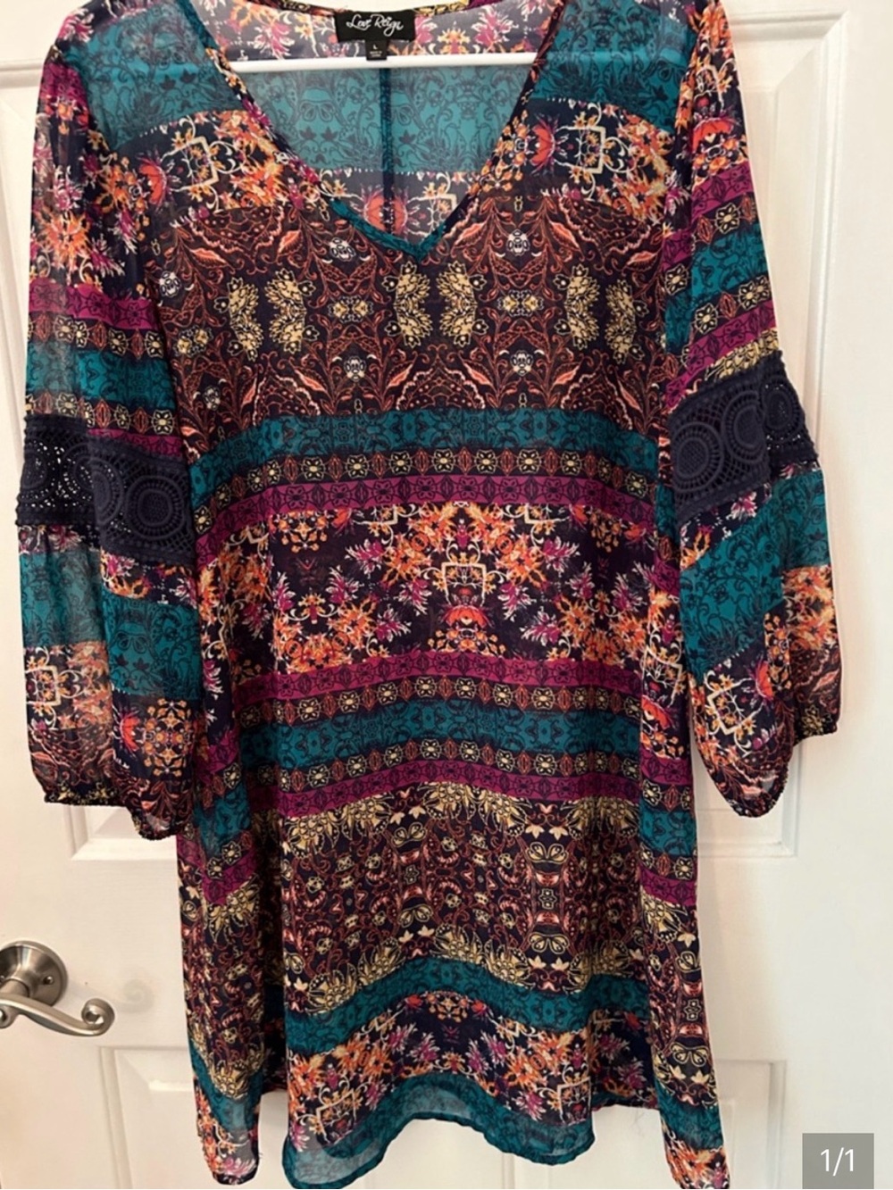 2 Beach Coverups/Tunics:  colorful Boho and Black and White Palm Print